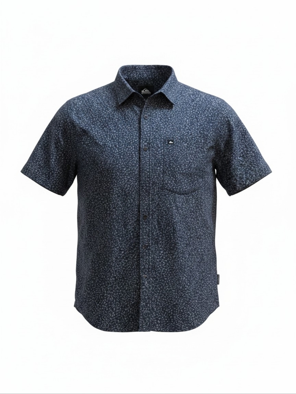Quiksilver Navy Short-Sleeve Button-Down with Micro Dot Print